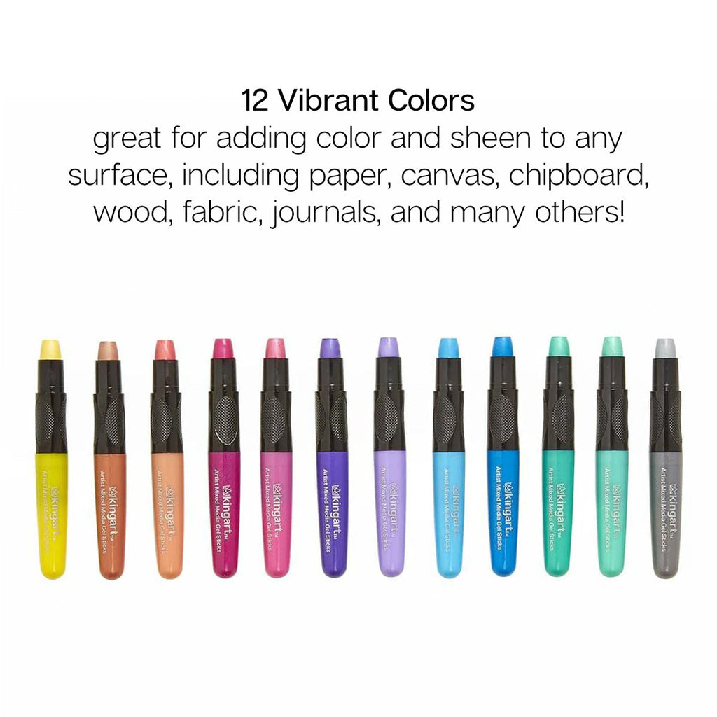Mixed Media Gel Stick Crayons – 12 Metallic Colors