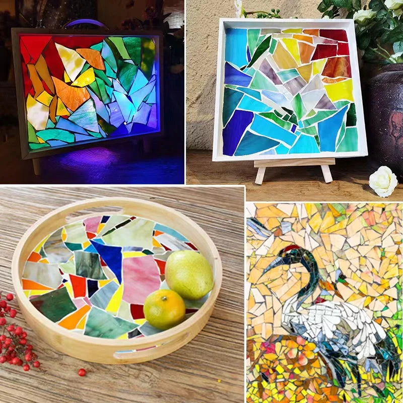 Stained Glass Mosaic Tile Set | 20 Color Options | Art Supplies