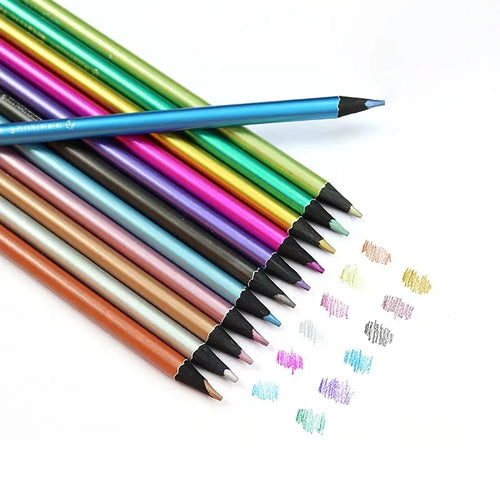 12 Metallic Colored Pencils - Imagination station