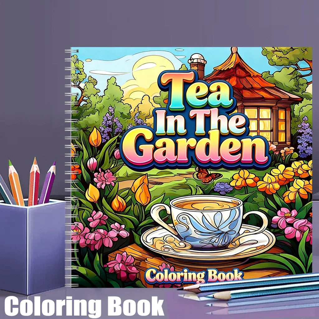 Tea in the Gardens Adult Coloring Book | 16 Style Options | Relaxing Art