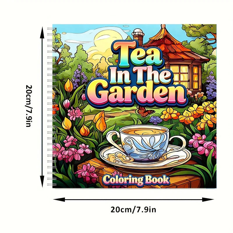 Tea in the Gardens Adult Coloring Book | 16 Style Options | Relaxing Art