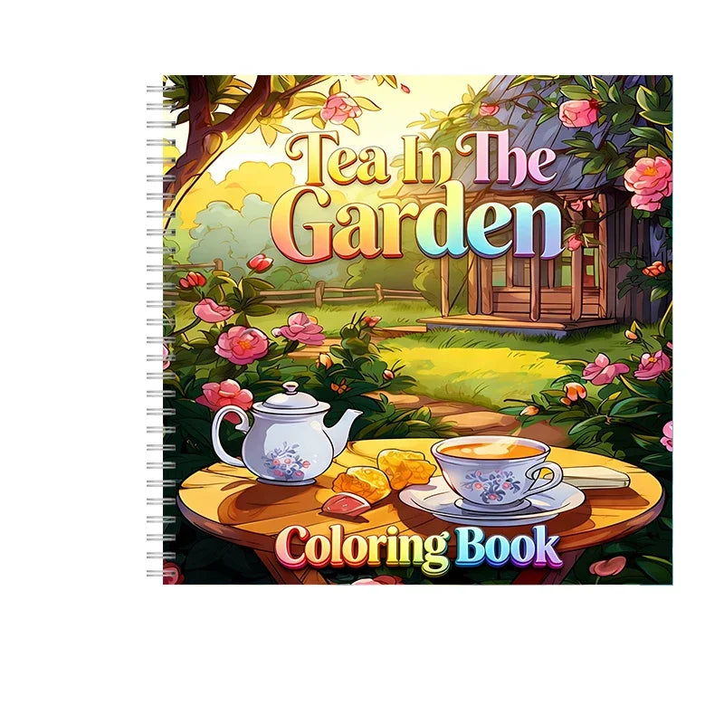 Tea in the Gardens Adult Coloring Book | 16 Style Options | Relaxing Art