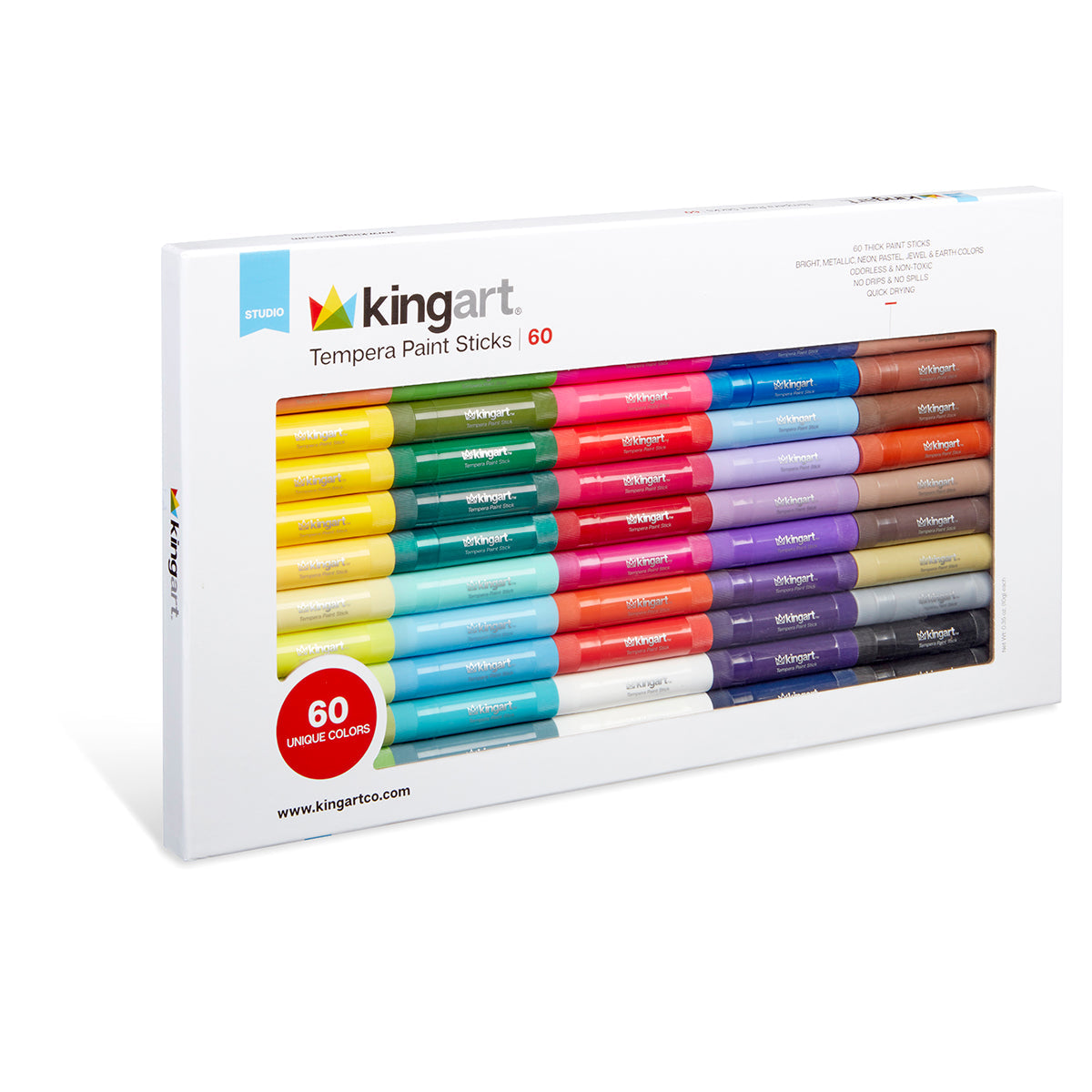 Tempera Paint Sticks – 60 Colors for Kids & Classroom Art