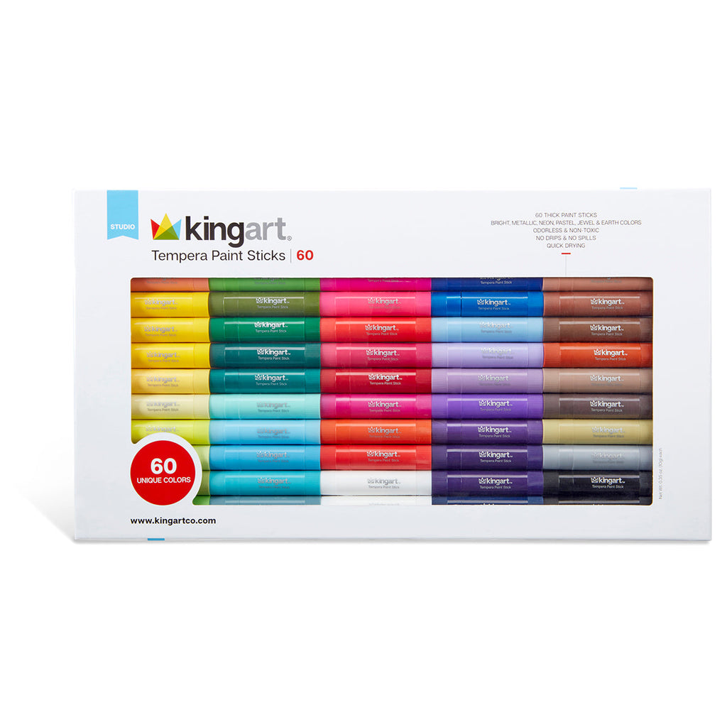 Tempera Paint Sticks – 60 Colors for Kids & Classroom Art