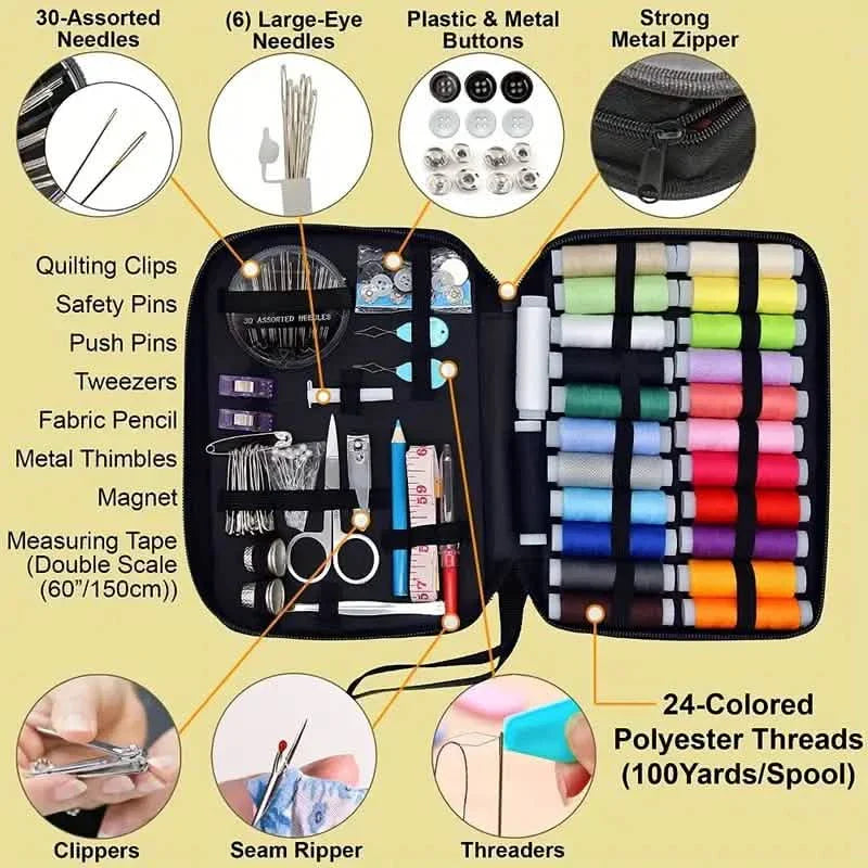 Sewing Kit With 100 Sewing Supplies And Accessories - 24-Color Threads - Imagination station